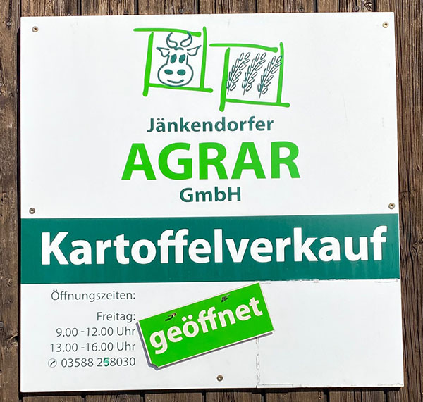 Kartoffelverkauf Öffnungszeiten